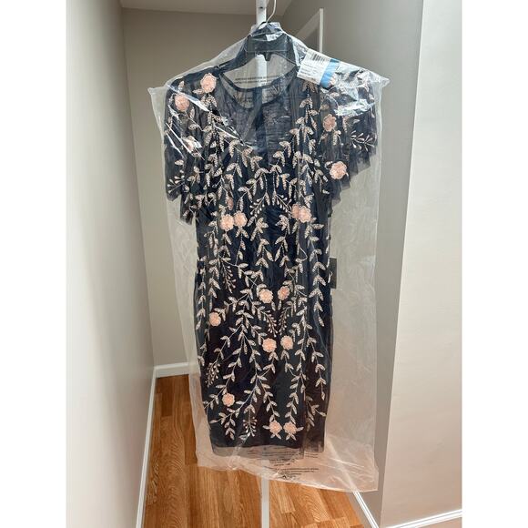 NEW NWT Adrianna Papell Beaded Flutter Sleeve Dress 16W - Picture 4 of 7